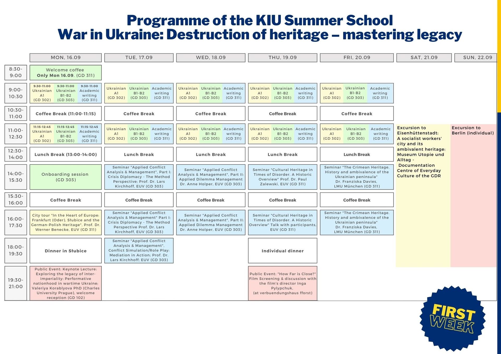 Programme of the KIU Summer School Part 1