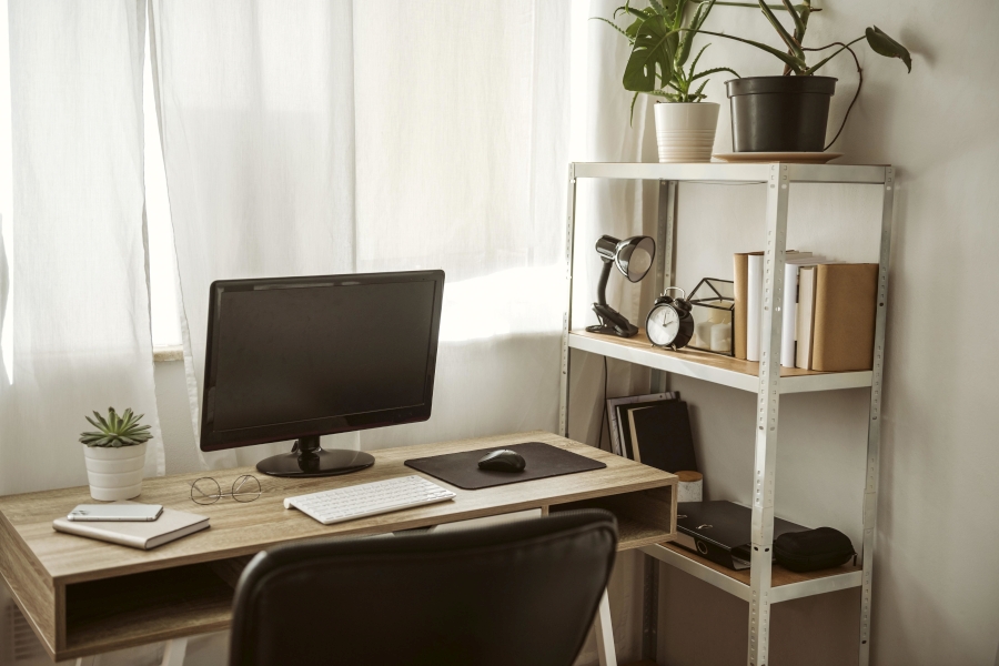 Home office with computer shelf 900x600